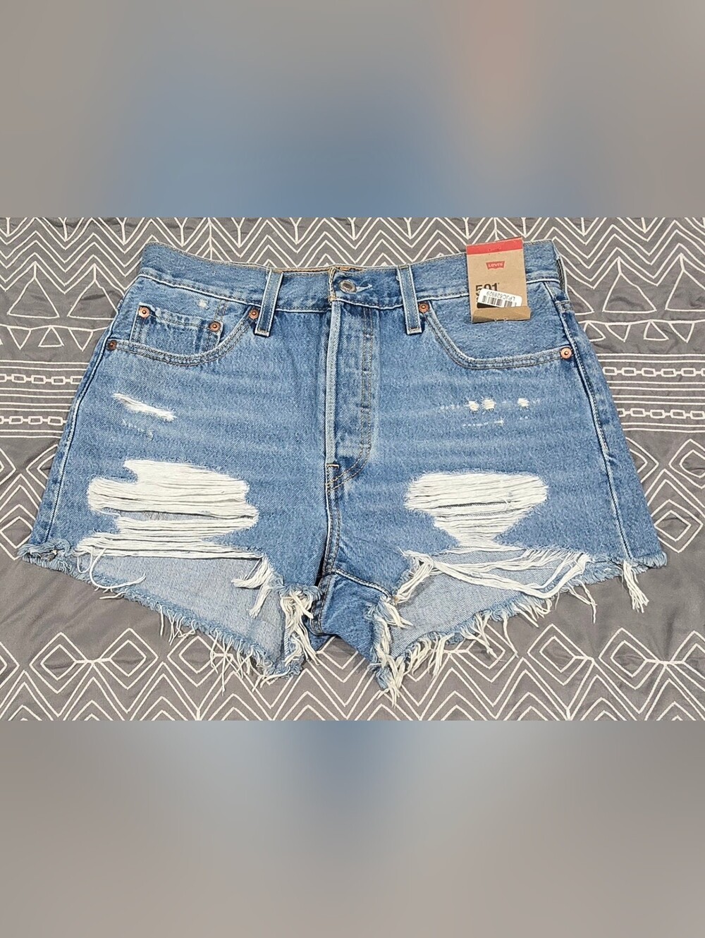 Levis 501 Womens High Waisted Cutoff Denim Shorts Size 29